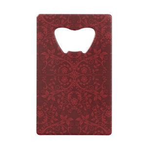 Abrebotellas De Tarjeta De Crédito Papel pintado floral rojo detallado