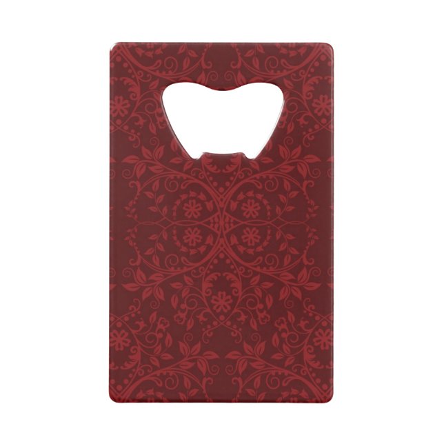 Abrebotellas De Tarjeta De Crédito Papel pintado floral rojo detallado (Anverso)