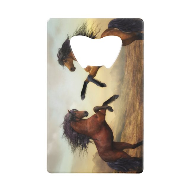 Abrebotellas De Tarjeta De Crédito par de caballos salvajes (Anverso)