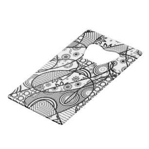Abrebotellas De Tarjeta De Crédito Parche de Rompecabezas de Patrón Blanco y Negro 01