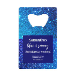 Abrebotellas De Tarjeta De Crédito Partido Bachelorette Purpurina Azul