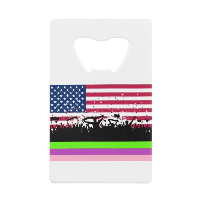 Abrebotellas De Tarjeta De Crédito party crowd on american (Anverso)