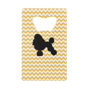 Abrebotellas De Tarjeta De Crédito Pastel Naranja Chevron con caniche