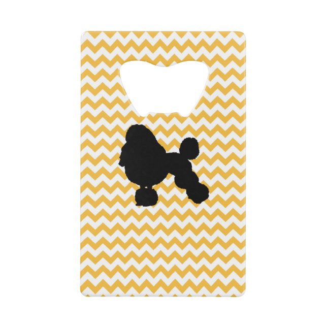 Abrebotellas De Tarjeta De Crédito Pastel Naranja Chevron con caniche (Anverso)