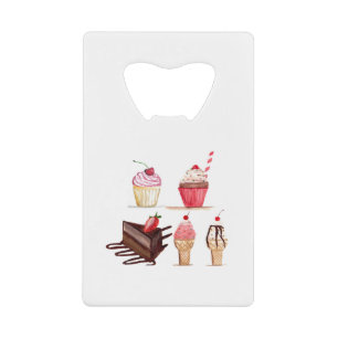 Abrebotellas De Tarjeta De Crédito Pasteles Acuarela Panadería Dulces Pastelería