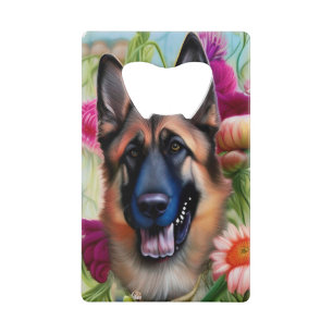 Abrebotellas De Tarjeta De Crédito Pastor alemán en el jardín