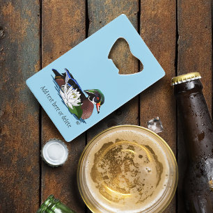 Abrebotellas De Tarjeta De Crédito Pato de madera colorido Nenúfar Vida silvestre Azu