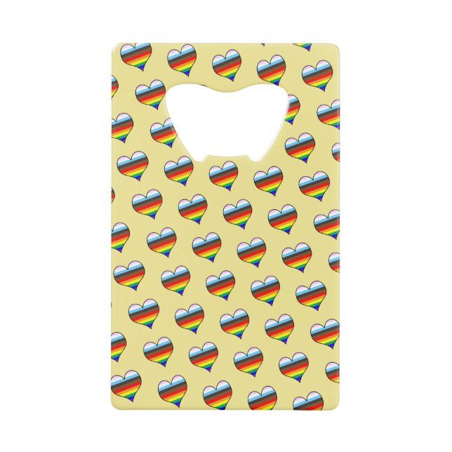 Abrebotellas De Tarjeta De Crédito Patrón cardíaco arcoiris (Anverso)