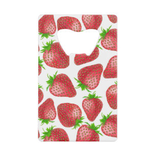 Abrebotellas De Tarjeta De Crédito Patrón de acuarela de fresas