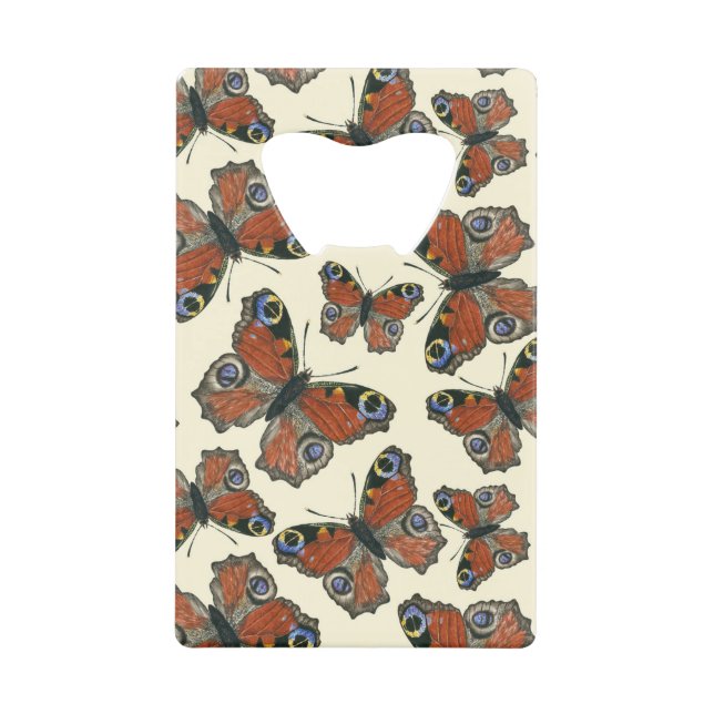 Abrebotellas De Tarjeta De Crédito Patrón de acuarela de mariposas (Anverso)