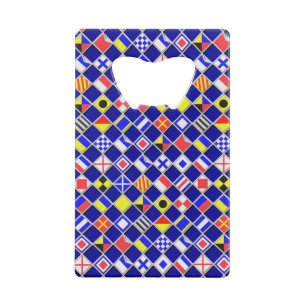 Abrebotellas De Tarjeta De Crédito Patrón de azulejos de bandera náutica con efecto 3