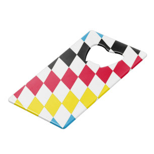 Abrebotellas De Tarjeta De Crédito Patrón de bandera de diamante azul amarillo rojo n