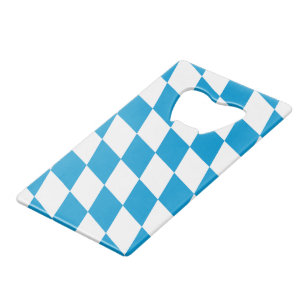 Abrebotellas De Tarjeta De Crédito Patrón de bandera de diamantes de Baviera azul y b