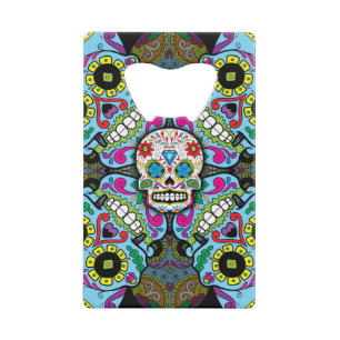 Abrebotellas De Tarjeta De Crédito Patrón de calaveras azucareras