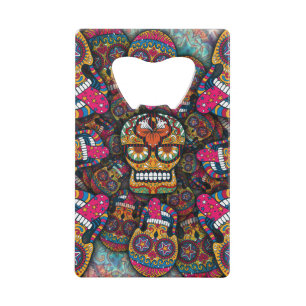 Abrebotellas De Tarjeta De Crédito Patrón de calaveras azucareras