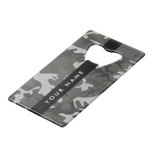 Abrebotellas De Tarjeta De Crédito Patrón de camuflaje gris, su nombre, Personalizar