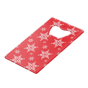 Abrebotellas De Tarjeta De Crédito Patrón de copo de nieve, copos de nieve blancos, n