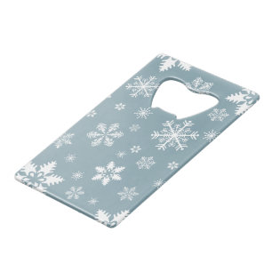 Abrebotellas De Tarjeta De Crédito Patrón de copos de nieve, Copos de nieve blancos,