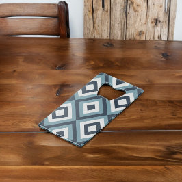 Abrebotellas De Tarjeta De Crédito Patrón de cuadrados azules