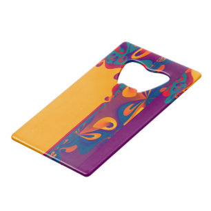 Abrebotellas De Tarjeta De Crédito Patrón de diseño gráfico - naranja violeta + tu te