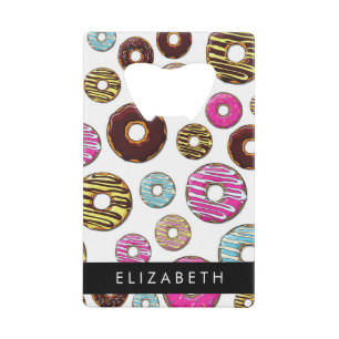 Abrebotellas De Tarjeta De Crédito Patrón De Donuts, Donuts Coloridos, Su Nombre