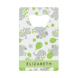 Abrebotellas De Tarjeta De Crédito Patrón De Elefantes, Elefantes Cutos, Tu Nombre