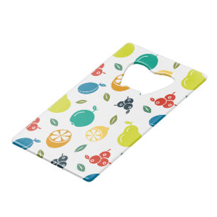 Abrebotellas De Tarjeta De Crédito Patrón de frutas, Ciruela, Naranja, Limón, Pera, M