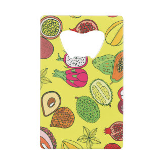Abrebotellas De Tarjeta De Crédito Patrón de frutos exóticos tropicales dibujado a ma