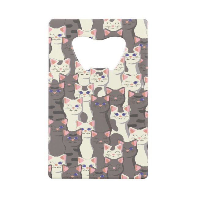 Abrebotellas De Tarjeta De Crédito Patrón de gatos blancos y grises (Anverso)