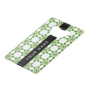 Abrebotellas De Tarjeta De Crédito Patrón de Hoja, Hojas Verdes, Tu Nombre