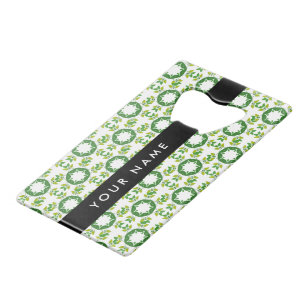 Abrebotellas De Tarjeta De Crédito Patrón de Hoja, Hojas Verdes, Tu Nombre