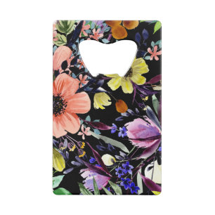 Abrebotellas De Tarjeta De Crédito Patrón de jardín sin foco acuarela floral