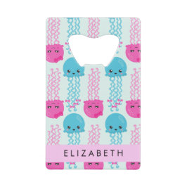 Abrebotellas De Tarjeta De Crédito Patrón de medusas, medusa cúrcuta, mar, nombre