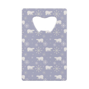 Abrebotellas De Tarjeta De Crédito Patrón de navidades con osos polares y copos de ni