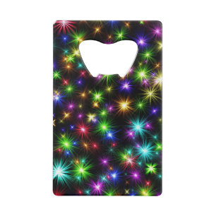 Abrebotellas De Tarjeta De Crédito Patrón de rayos de estrella de Navidad multicolor