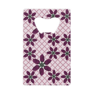 Abrebotellas De Tarjeta De Crédito Patrón de rosa púrpura oscura: elegante flora de c