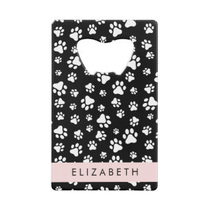 Abrebotellas De Tarjeta De Crédito Patrón de traza, garras de perro, negro y blanco, 