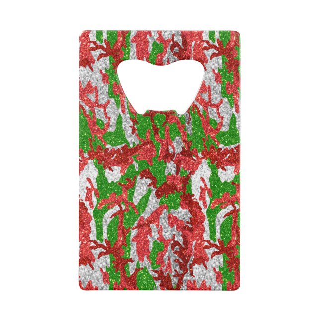 Abrebotellas De Tarjeta De Crédito Patrón De Xmas Plateado De Haus Of Camo (Anverso)
