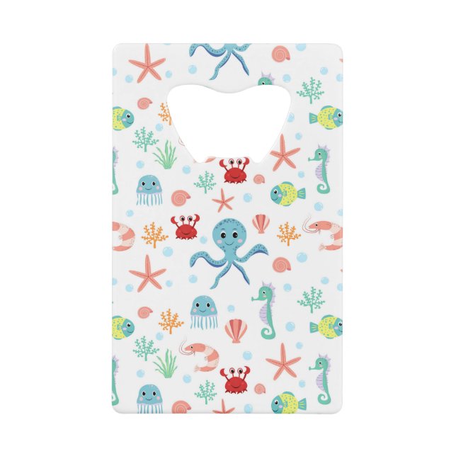 Abrebotellas De Tarjeta De Crédito Patrón del mundo marino (Anverso)