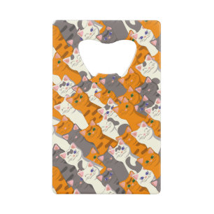 Abrebotellas De Tarjeta De Crédito Patrón diagonal del gato negro jengibre