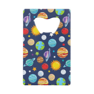 Abrebotellas De Tarjeta De Crédito Patrón espacial, planetas, estrellas, cosmos, gala