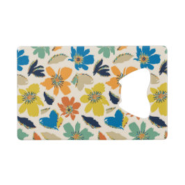 Abrebotellas De Tarjeta De Crédito Patrón floral boho dibujado a mano abstracto