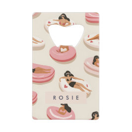 Abrebotellas De Tarjeta De Crédito Patrón flotante de piscina de verano personalizado