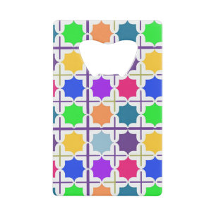 Abrebotellas De Tarjeta De Crédito Patrón geométrico abstracto vívido en colores inte
