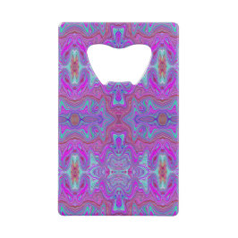 Abrebotellas De Tarjeta De Crédito Patrón ondulado mármol trippy magenta y azul