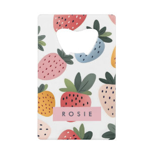 Abrebotellas De Tarjeta De Crédito Patrón personalizado de fresa de fruta