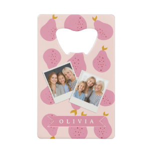 Abrebotellas De Tarjeta De Crédito Patrón Personalizado de Pera Rosa Fruta Monada Fem