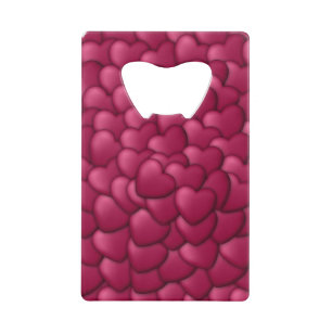 Abrebotellas De Tarjeta De Crédito Patrón Romántico de Corazones Rojos 3D-32322