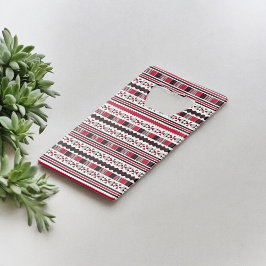 Abrebotellas De Tarjeta De Crédito Patrón tribal rojo y negro