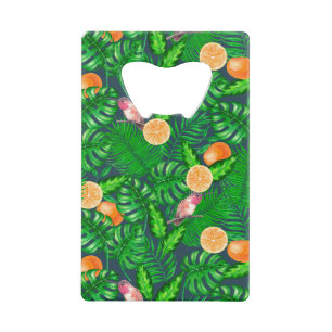 Abrebotellas De Tarjeta De Crédito Patrón tropical, colibríes